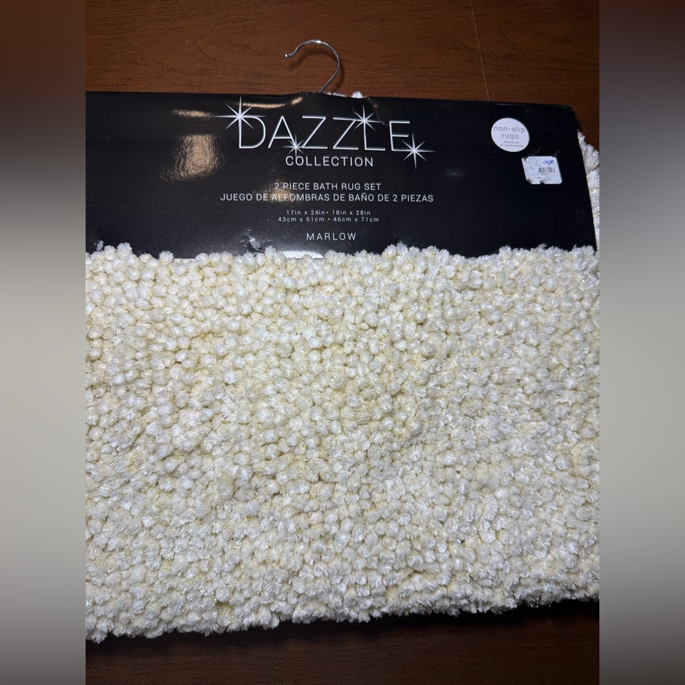 Dazzle Collection Cream Bath Rug Set